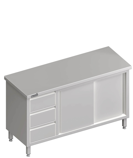Armoire de travail avec portes coulissantes 1200x600x850 3x tiroirs LX