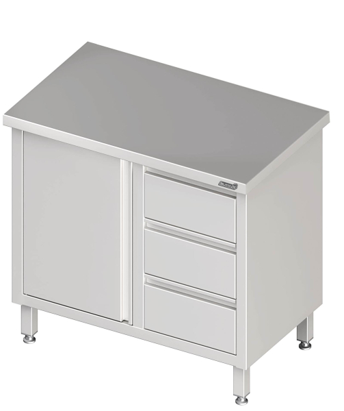 Work cabinet with hinged door 1100x700x850 3xdrawers RX
