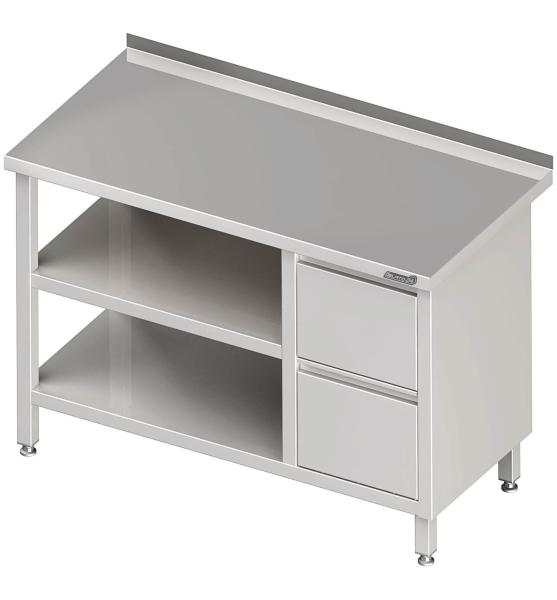 Mesa de trabajo con estante intermedio 2400x700x850 2xcajones RX