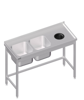 Spoelbak met afvoergat 1600x600x850 2x spoelbak LX AFK