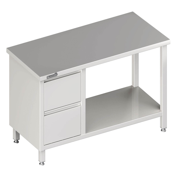 Table de travail avec étagère intermédiaire 2000x700x850 2x tiroirs LX