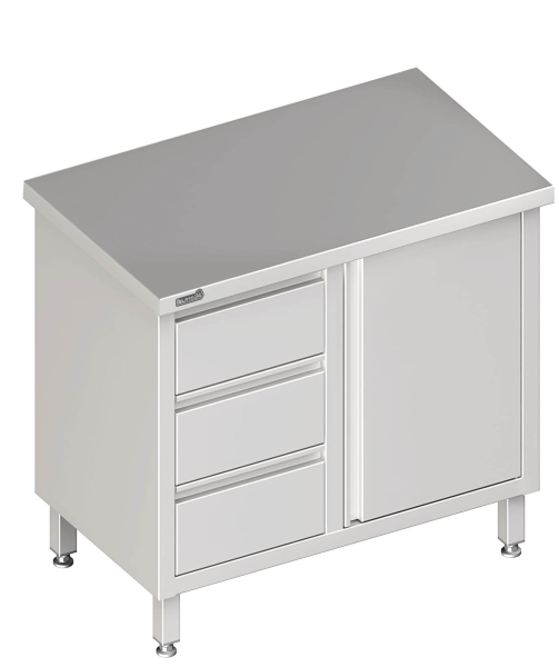 Work cabinet with hinged door 1800x700x850 3xdrawers LX