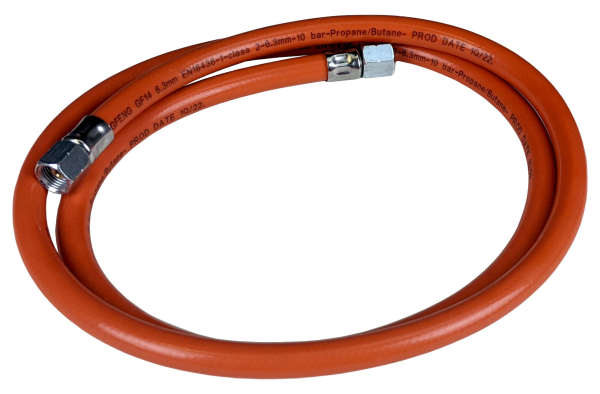 Gasslang 150 cm, 1/4" links aan beide zijden