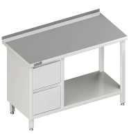 Worktable with intermediate shelf 2700x600x850 2xdrawers LX