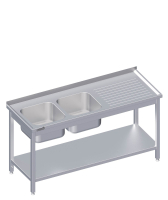 Lavello con ripiano intermedio 2400x600x850 2xlavello LX AFK