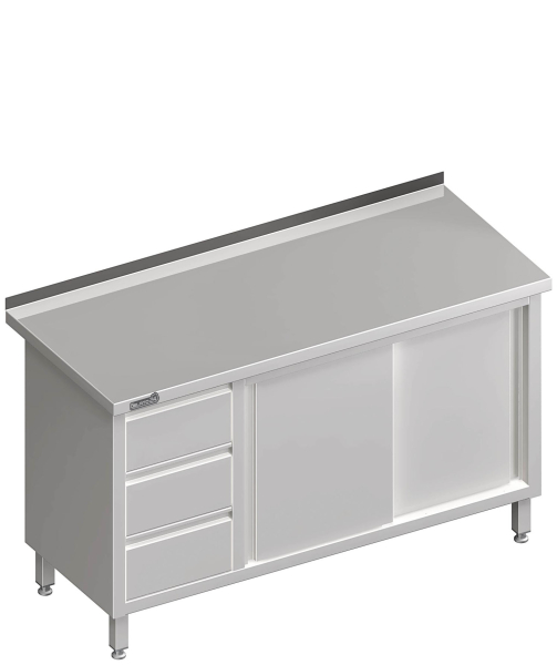 Work cabinet with sliding doors 1200x600x850 3xdrawers LX