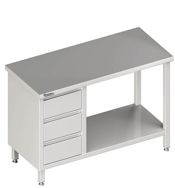 Tavolo da lavoro con ripiano intermedio 2800x700x850 3xcassetti LX