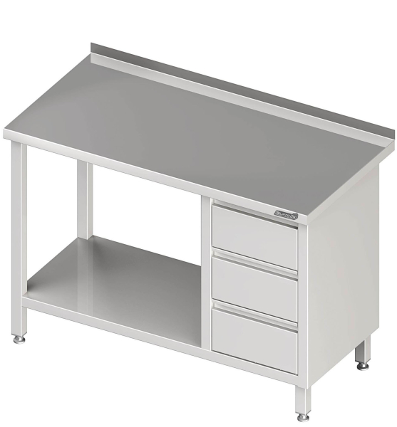 Worktable with intermediate shelf 800x600x850 3xdrawers RX A