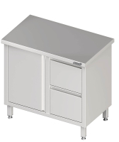 Work cabinet with hinged door 1100x600x850 2xdrawers RX