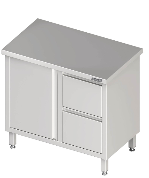 Work cabinet with hinged door 1800x600x850 2xdrawers RX